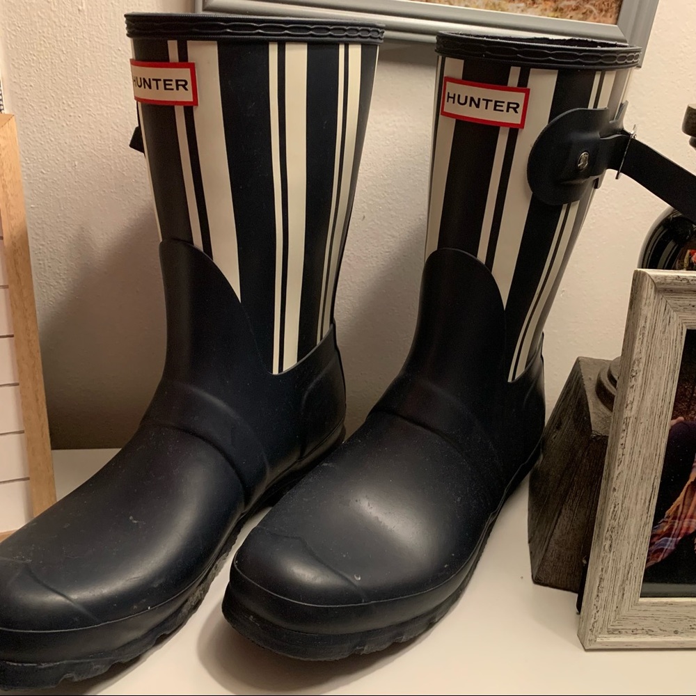 Navy & White Stripe HUNTER Rainboots